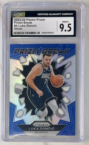 2023-24 Panini Prizm Luka Doncic Prizm Break Silver #4 CGC 9.5 MINT+ Mavericks