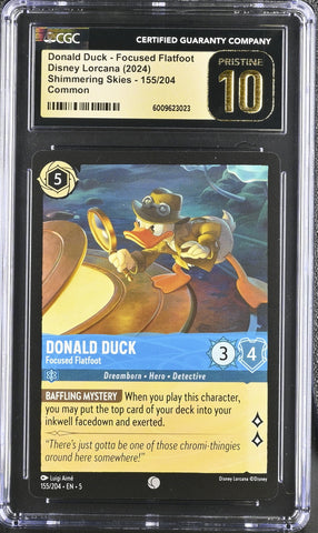 CGC Pristine 10 Lorcana Shimmering Skies Common Donald Duck Focused Fl Martins Collectables CGC Pristine 10 Lorcana Shimmering Skies Common Donald Duck Focused Fl Martins Collectables