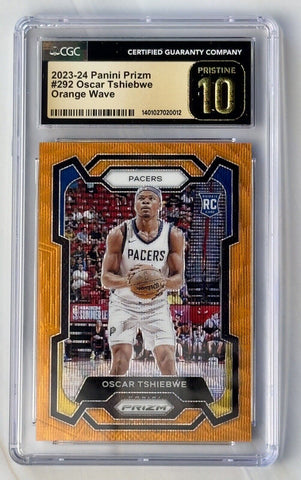 2023 PANINI PRIZM OSCAR TSHIEBWE #292 ORANGE WAVE  29/60 CGC PRISTINE 10 ROOKIE