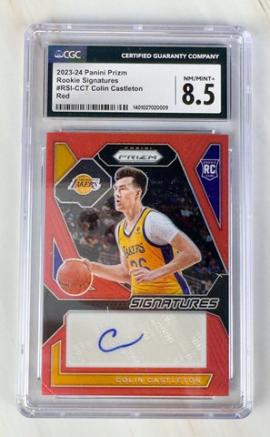2023-24 Panini Prizm Colin Castleton Rc Signatures Auto RED Prizms 4/99 CGC 8.5