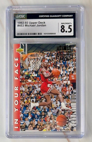 1992-93 UPPER DECK MICHAEL JORDAN #453 CGC 8.5 NM/MINT IN YOUR FACE ICONIC CARD`