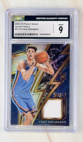 2022-23 Panini Select Chet Holmgren Sparks Relic #S-CH RC CGC 9 MINT