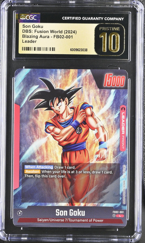 dragon ball super card game fusion world fb02 Dragon Ball Super Fusion World #FB02-001 Son Goku CGC Pristine 10 – Martins Collectables