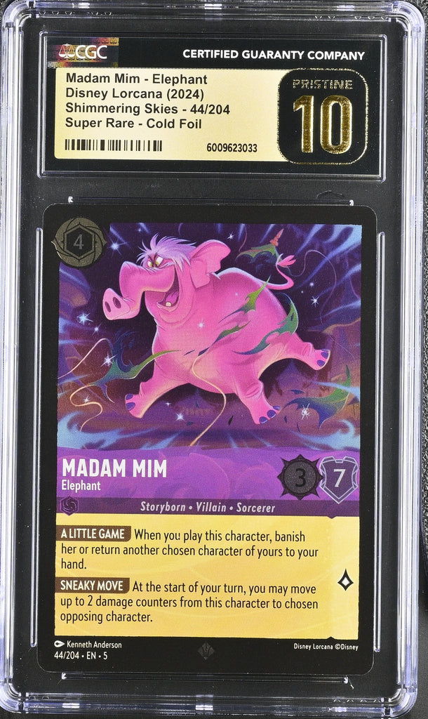 CGC Pristine 10 Lorcana Shimmering Skies Super Rare Foil Madam Mim Ele Martins Collectables CGC Pristine 10 Lorcana Shimmering Skies Super Rare Foil Madam Mim Ele Martins Collectables