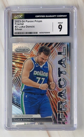 2023-24 Panini Prizm Fractal Luka Doncic Silver #2 CGC 9 MINT