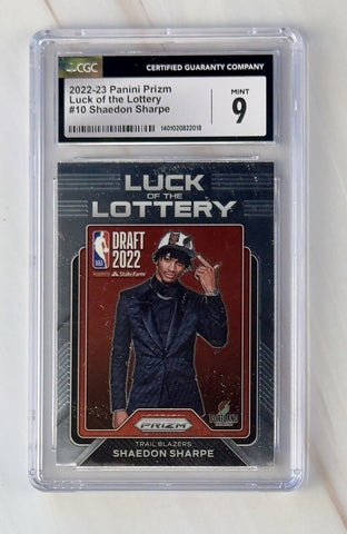 2022-23 Panini Prizm Luck of the Lottery #10 Shaedon Sharpe CGC 9 MINT
