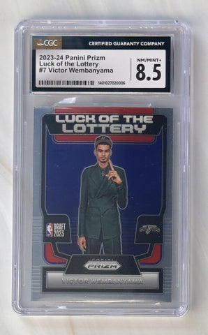 2023-24 PANINI PRIZM Victor Wembanya #7 LUCK OF THE LOTTERY CGC 8.5 NM/MINT+