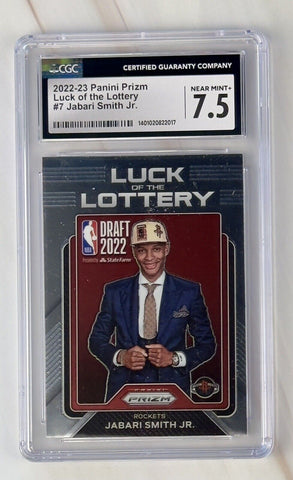 2022-23 PANINI PRIZM Jabari Smith Jr. #7 LUCK OF THE LOTTERY CGC 7.5 NEAR MINT+