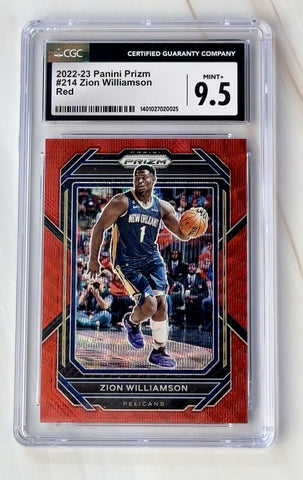 2022-23 Panini Prizm Zion Williamson #214 Red Prizm CGC 9.5 MINT+