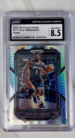 2022-23 Panini Prizm Zion Williamson #214 HYPER PRIZM CGC 8.5 NM/MINT+